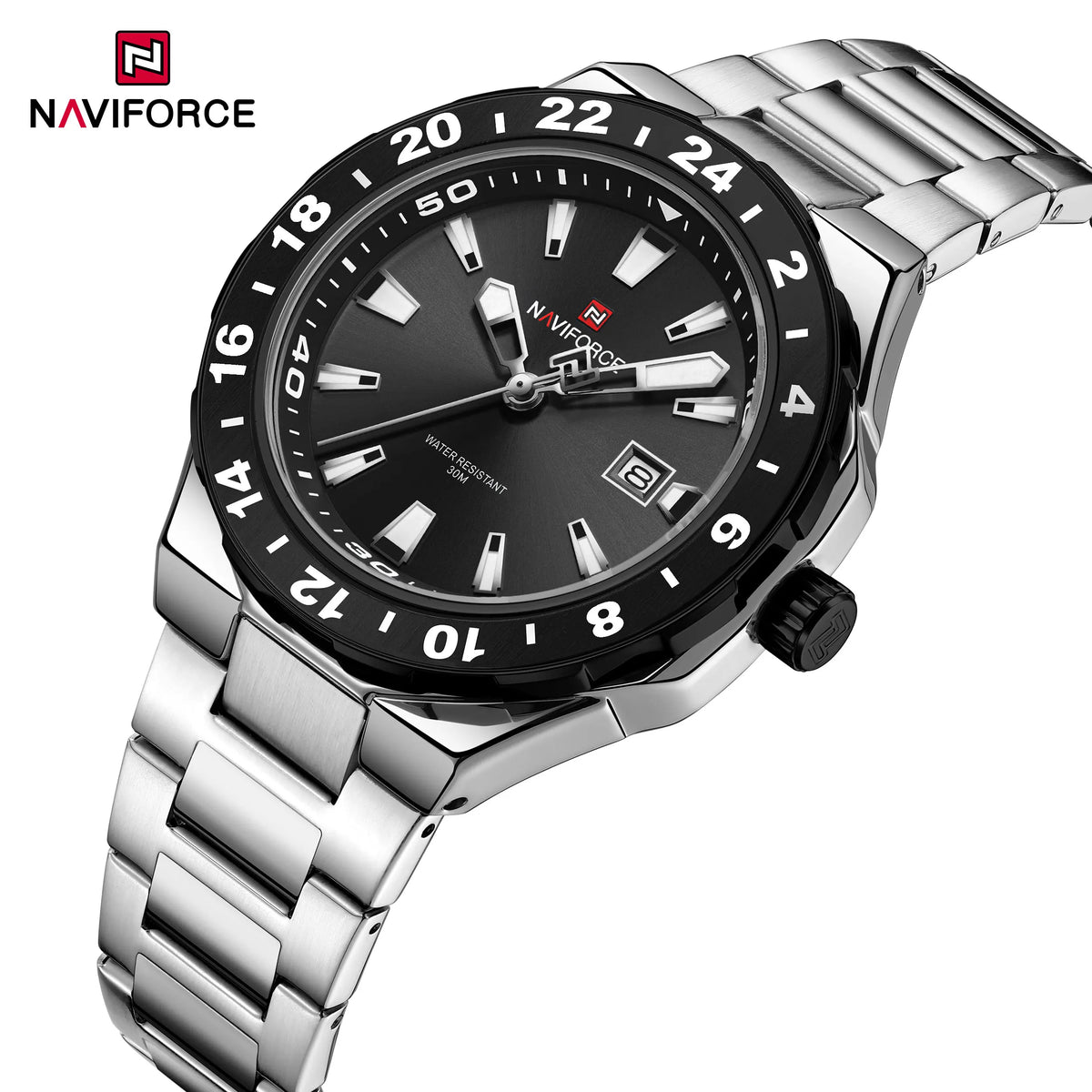 Relojes de lujo para hombre NAVIFORCE, reloj deportivo de cuarzo resistente al agua, reloj de pulsera militar con correa de acero inoxidable, Relogio Masculino