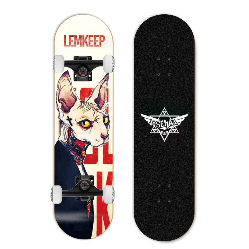 Patineta de Doble Kick para Principiantes, 7 Capas de Madera de Arce, Cuatro Ruedas, Cruiser Urbano, Tabla Completa para Adultos, Hombres, Mujeres y Adolescentes