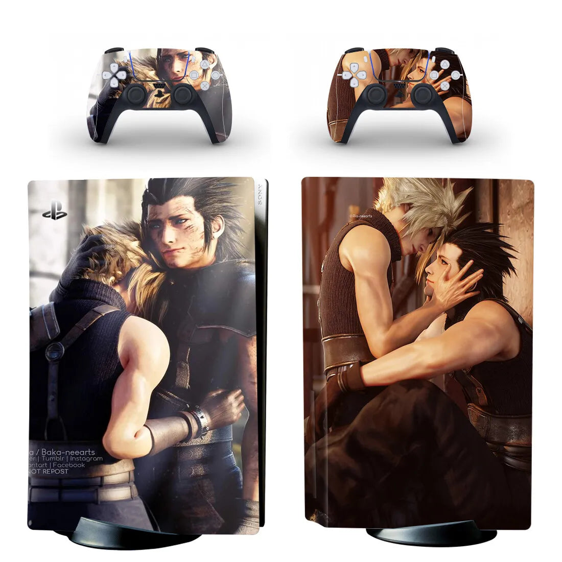 Adhesivo protector de vinilo para consola PS5 y 2 mandos, diseño de Final Fantasy (versión disco)
