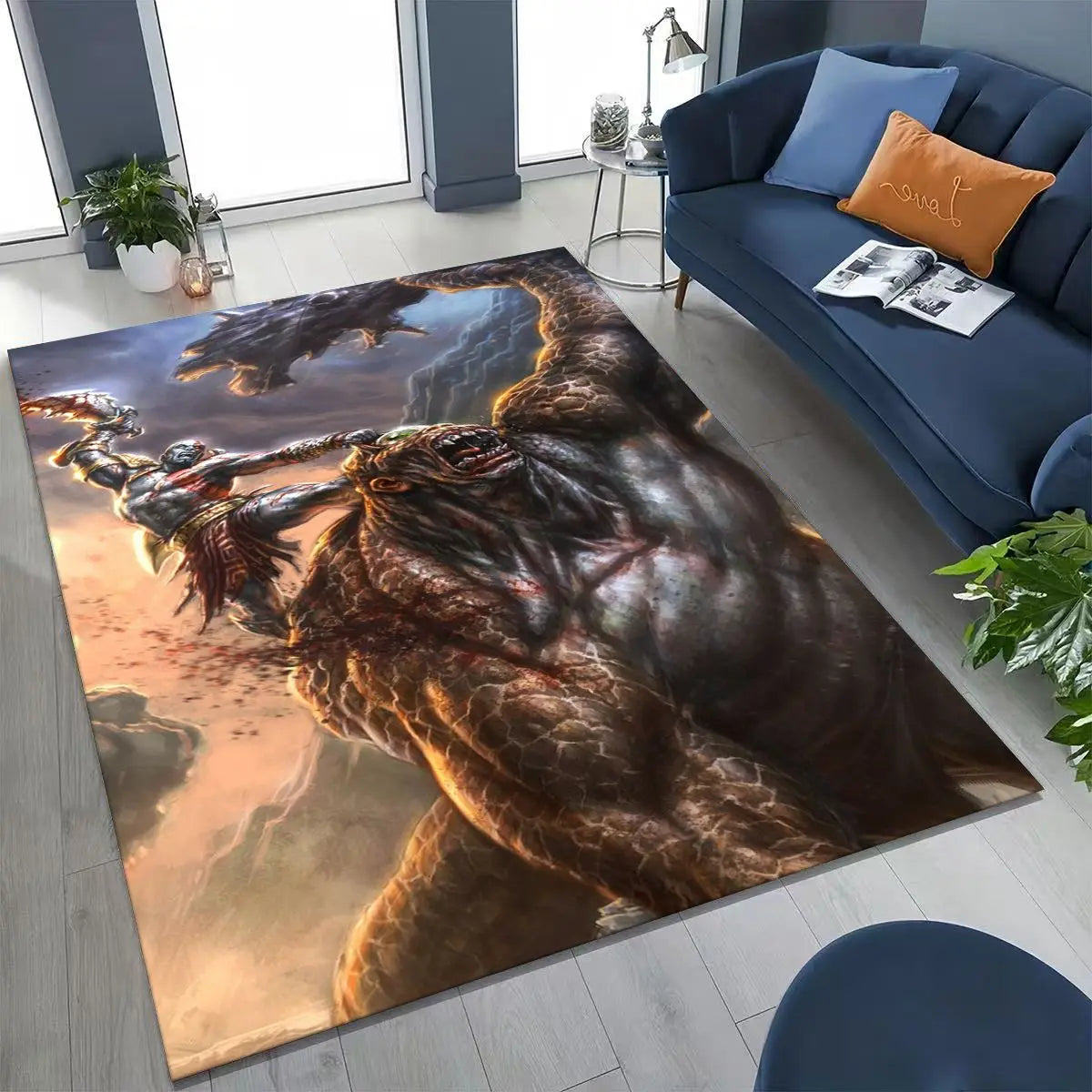 Alfombra de God of War Kratos para dormitorio, sala de estar, sofá, decoración del hogar, felpudo, alfombrilla antideslizante grande para juegos infantiles