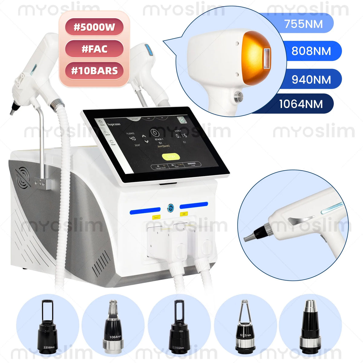 Nueva Máquina Ice Platinum 2 en 1 con 4 Longitudes de Onda, Depilación Láser de Diodo 808nm, Eliminación de Tatuajes con Láser Pico Qswitch ND YAG y Sistema de Refrigeración