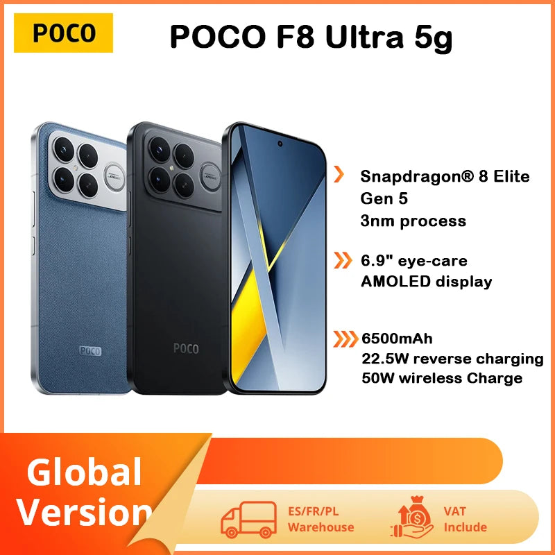 Poco F8 Ultra Super Smartfon 6.85-Inch Amoled 120Hz Snapdragon8 Elite Gen5 50W Wireless Charging