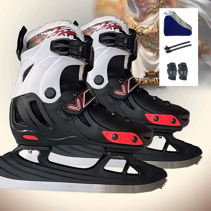 Zapatos de patinaje sobre hielo, patines en línea para hombres y mujeres, zapatillas térmicas cálidas y gruesas con figura de hielo con hoja de hielo para niños, adultos y adolescentes