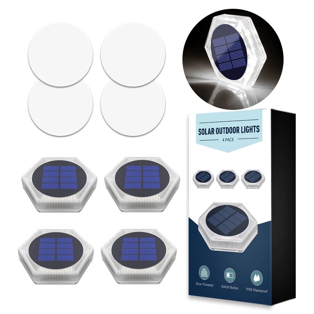 Luces LED solares para cubierta de exterior IP68, iluminación impermeable para jardín, iluminación de paso, encendido/apagado automático, escaleras, Patio, camino, valla, lámpara de pared