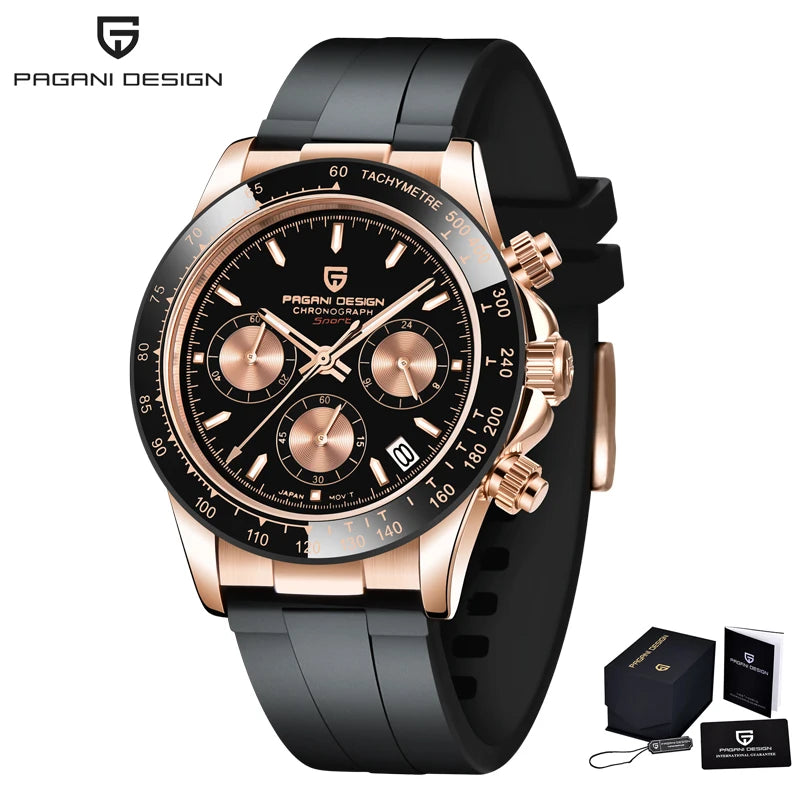PAGANI Design Chronograph Quartz Watches Sports Sapphire Stainless Steel Waterproof watch for Men Reloj Hombre PD166