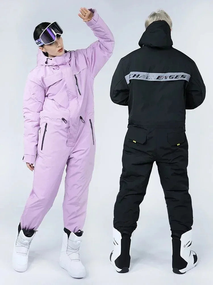 Traje de invierno para montar en motocicleta, mono a prueba de frío, impermeable, a prueba de viento, grueso, cálido, ropa de pesca integrada