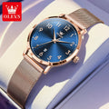 Reloj para mujer OLEVS 5653 con correa de malla, cronógrafo de cuarzo original, fecha, resistente al agua y luminoso.
