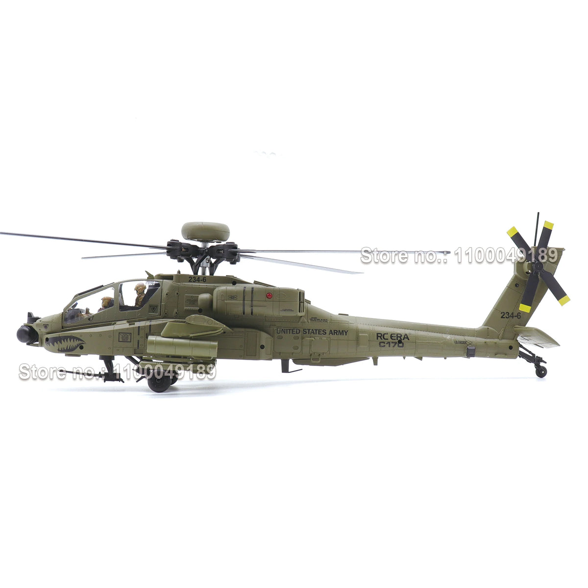 Helicóptero RC ERA C170 AH-64 Apache de 6 Canales, sin Escobillas, con Estabilización Automática, con 2 Figuras de Piloto de Camuflaje, Avión de Juguete para Adultos