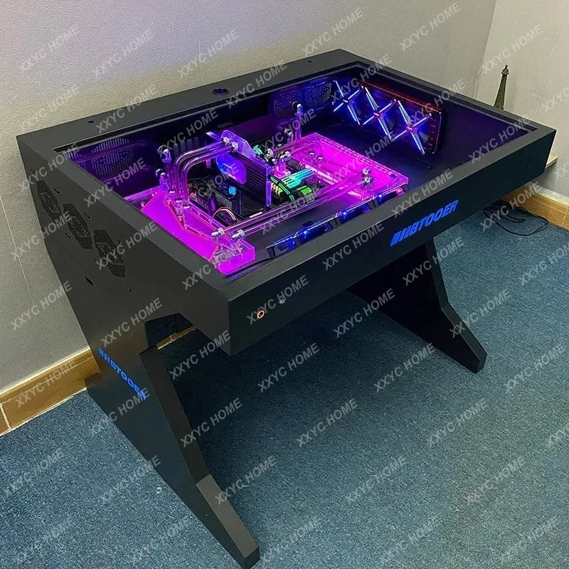 XXZigbee New Arrivals High-end Full Transparent Large Chassis Cool Sci-fi Water-cooled Integrated Computer Chassis Desktop Table