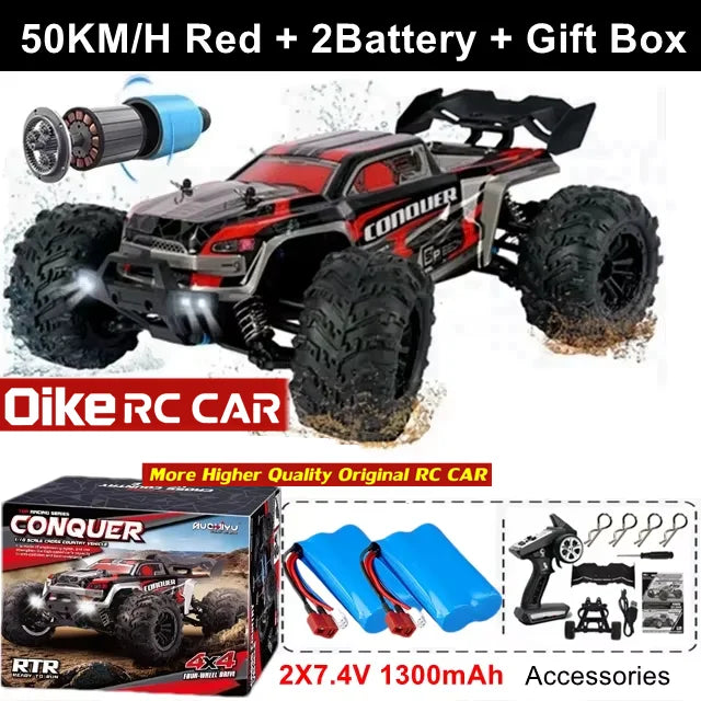 Coche teledirigido Oike 4WD 1:16 80 km/h super sin escobillas 50 km/h con escobillas, 4x4 todoterreno, camión de carreras de alta velocidad, buggy de juguete