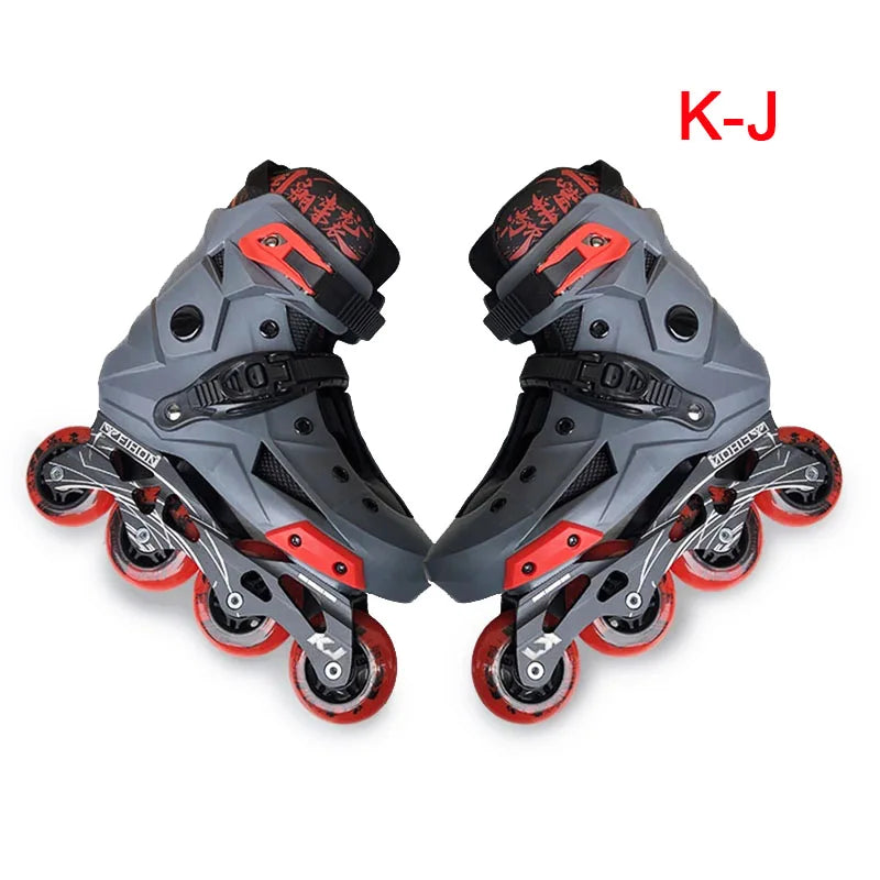 Patines en línea originales de PU para adultos y niños, 4 ruedas, Patines de marco plano para Slalom, deslizamiento, FSK, patinaje de carretera