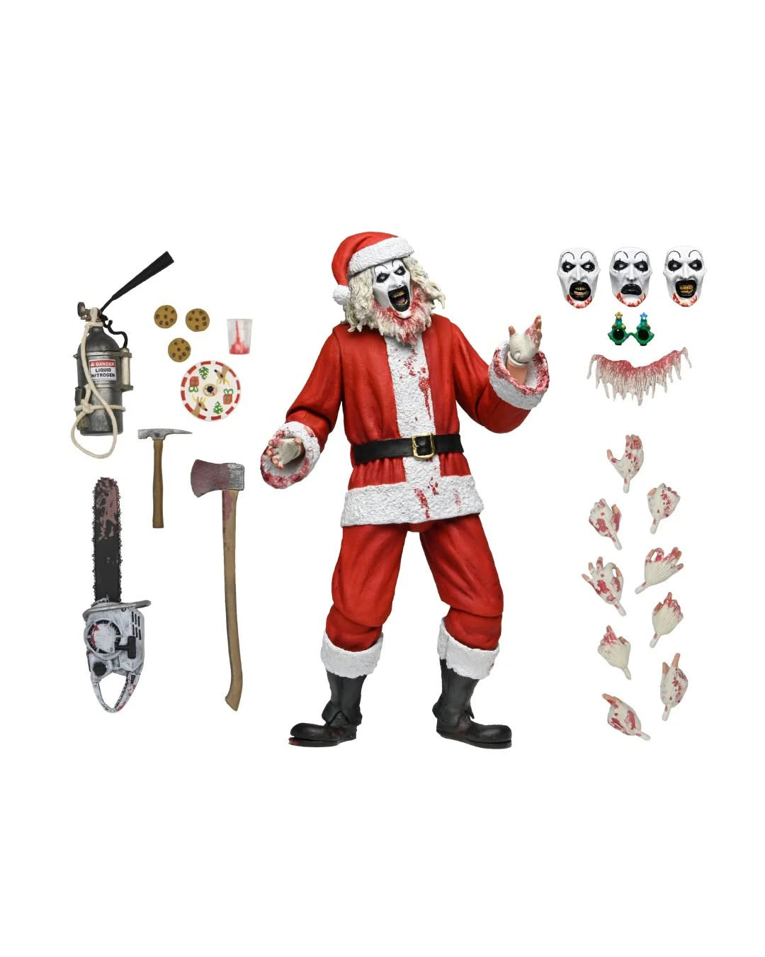 NECA Toys Terrifier 3 - Ultimate Bloody Santa Suit Art the Clown Figura de Acción a Escala 7 Pulgadas Modelo Muñeco Kit de Garaje