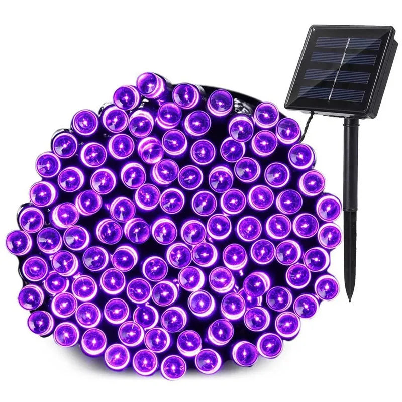 Guirnalda de luces LED de Navidad de 7m/12m/22m, luces de cadena solares para exteriores, 8 modos, decoración de jardín y bodas, resistente al agua