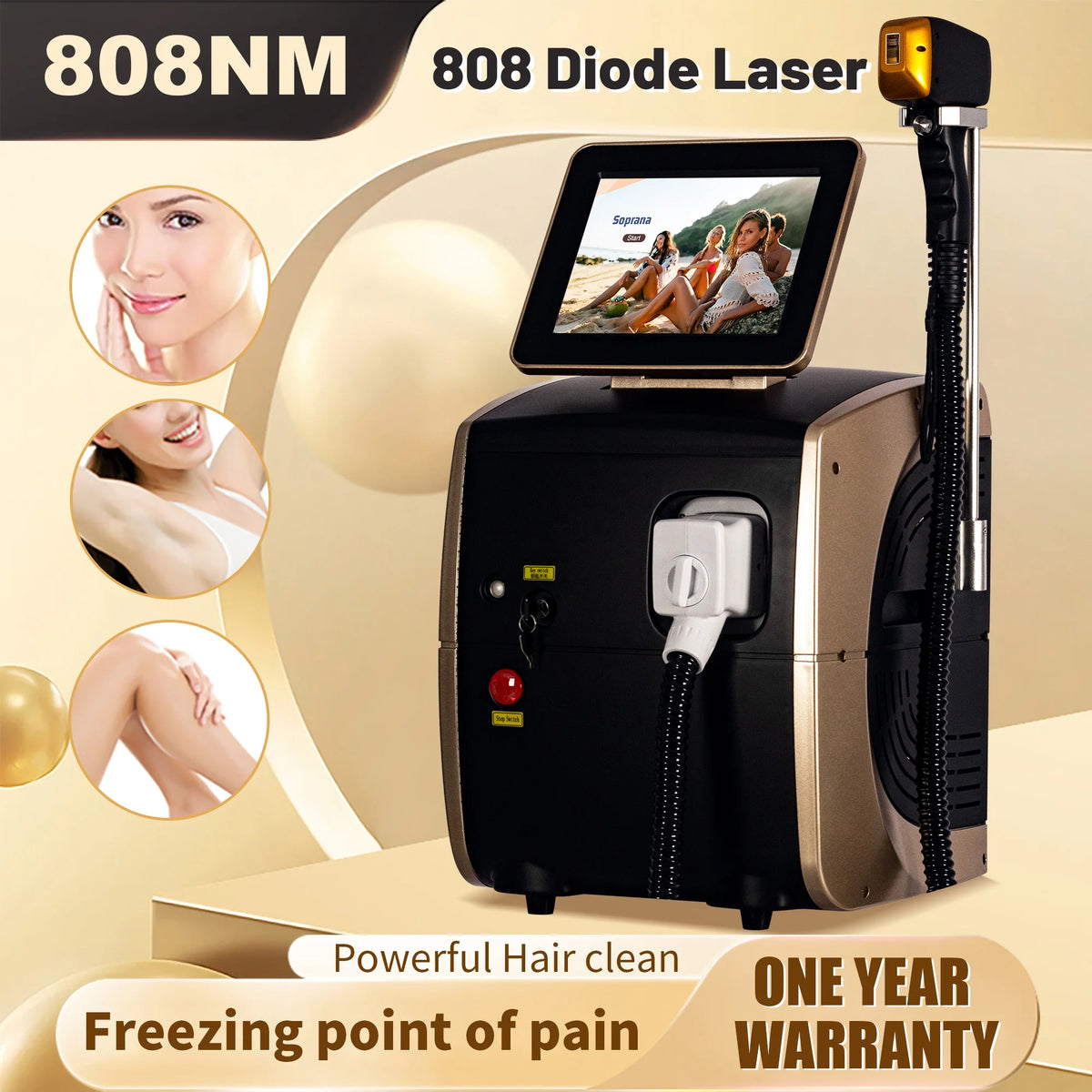 Depilación Corporal Permanente e Indolora, Depiladora Láser de Diodo de Platino con Hielo de 6000W, Máquina de Belleza Profesional