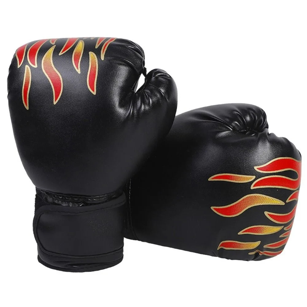 Guantes de Kickboxing Muay Thai de Cuero PU Rojo/Azul, Guantes de Sparring Transpirables Unisex para Boxeo y Deportes en Casa
