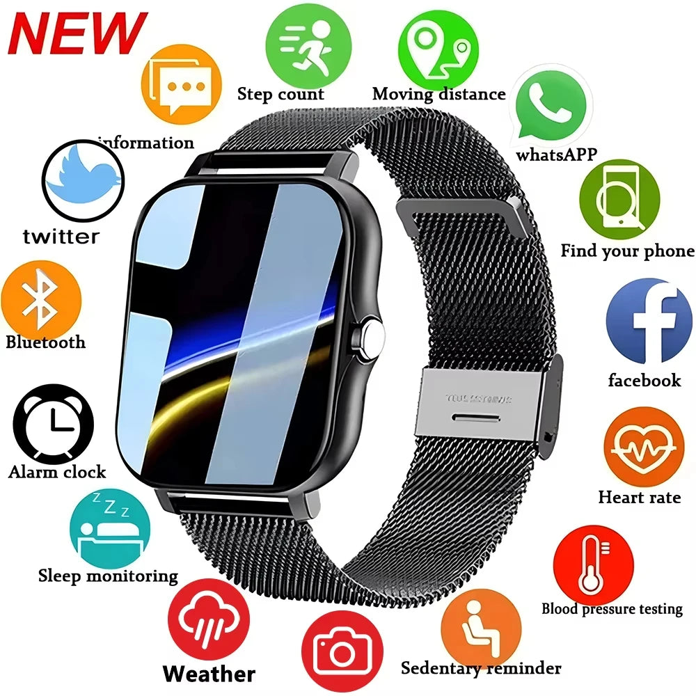LAXASFIT 2025 New Smart Watch for Men Women Gift Full Touch Screen Sports Fitness Watch Bluetooth Call Digital Smartwatch