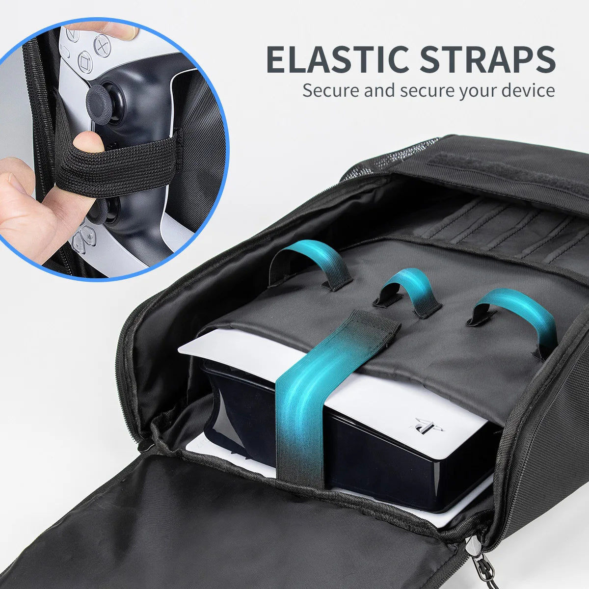 Mochila de transporte para PS5 Slim / PS5 Pro, bolsa duradera y cómoda de gran capacidad para consola con lector de discos/digital y accesorios