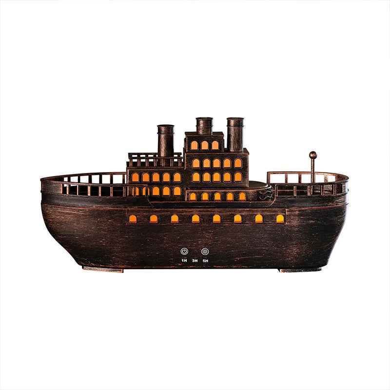 Nuevo Humidificador Aromático 2026, Diseño de Barco Vintage, Difusor de Aceites Esenciales con Llama de Colores, Silencioso, Vapor Fino, 3 Temporizadores