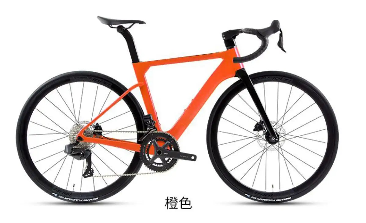 Nueva bicicleta de carretera TT-X42 de estilo más reciente, ligera, de carbono completo, con grupo eléctrico inalámbrico WheelTop y ruedas de carbono.
