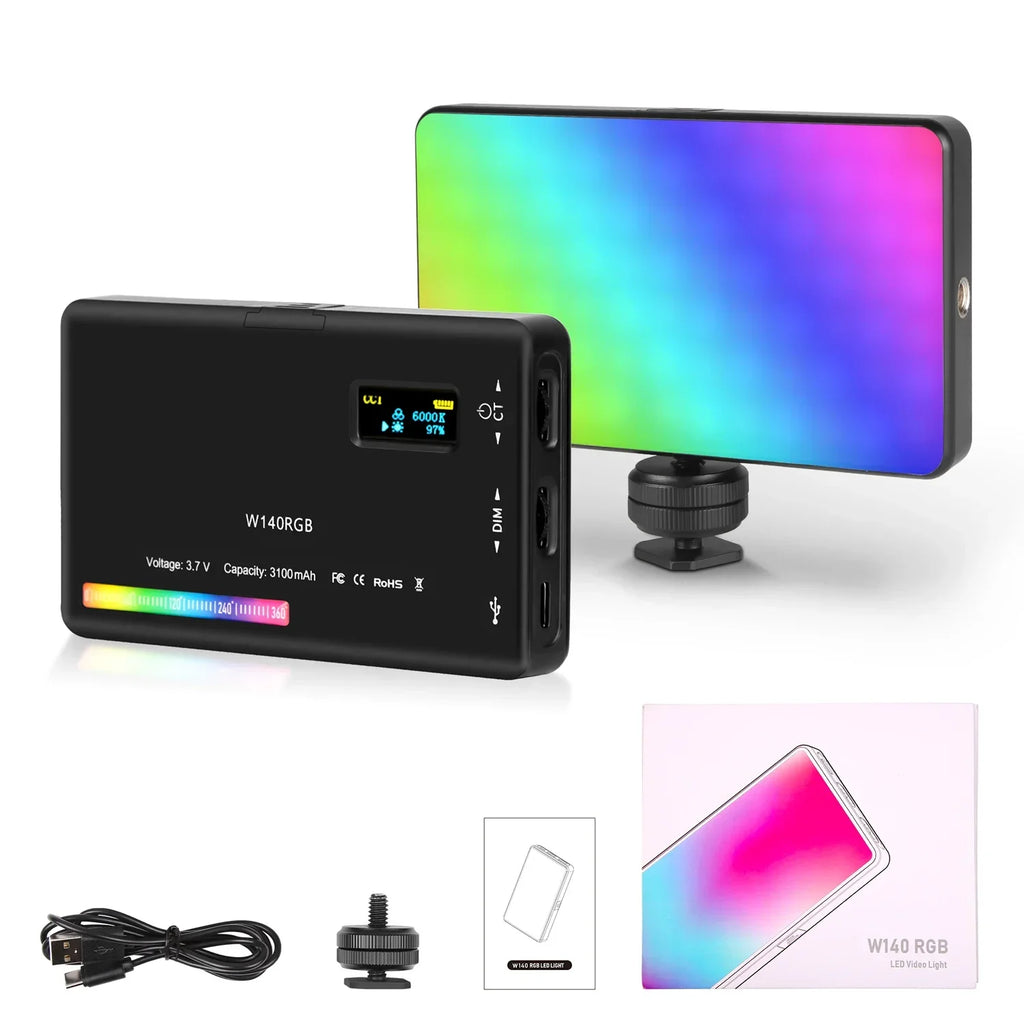 SH-luz de cámara LED W140 RGB para vídeo, 2500-9000K, 3100mAh con efecto difusor, luz de relleno para Vlog, iluminación de fotografía