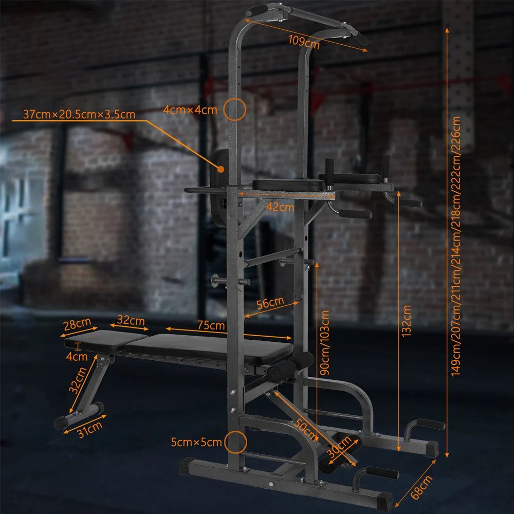 Máquina de Dominadas, Estación de Entrenamiento Multifuncional, para Uso Doméstico o en Gimnasio, Unisex