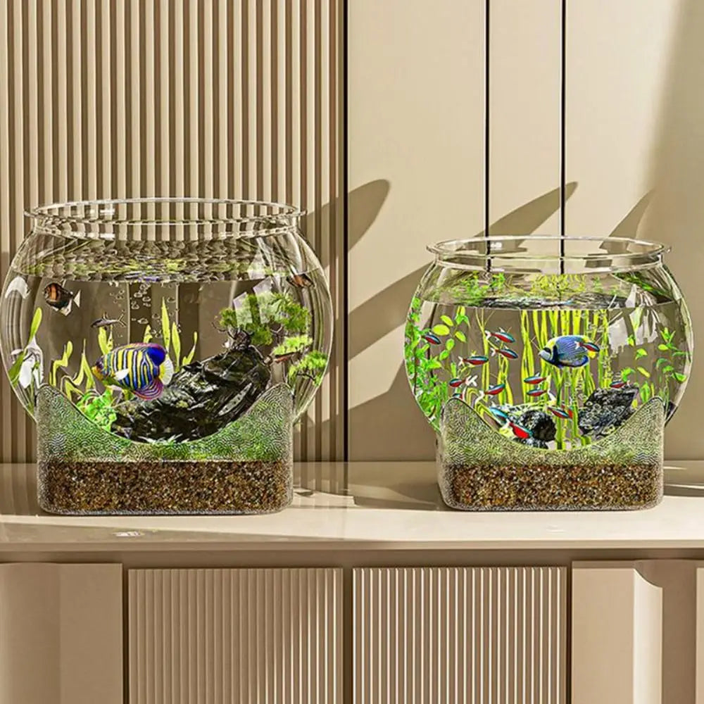 Nueva pecera transparente resistente a caídas, mejora la experiencia visual, acuario de escritorio, decoración redonda y duradera para peces ornamentales