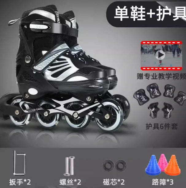 Patines en Línea Profesionales para Principiantes, Zapatos de Patinaje Transpirables con Parte Superior Flexible, Ajuste Cómodo y Suave para Adultos y Adolescentes