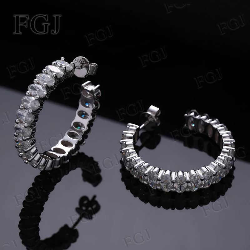 Pendientes ovalados personalizados hechos a mano con moissanita de diamante de laboratorio, diseño único personalizado con joyería elegante atemporal para Navidad