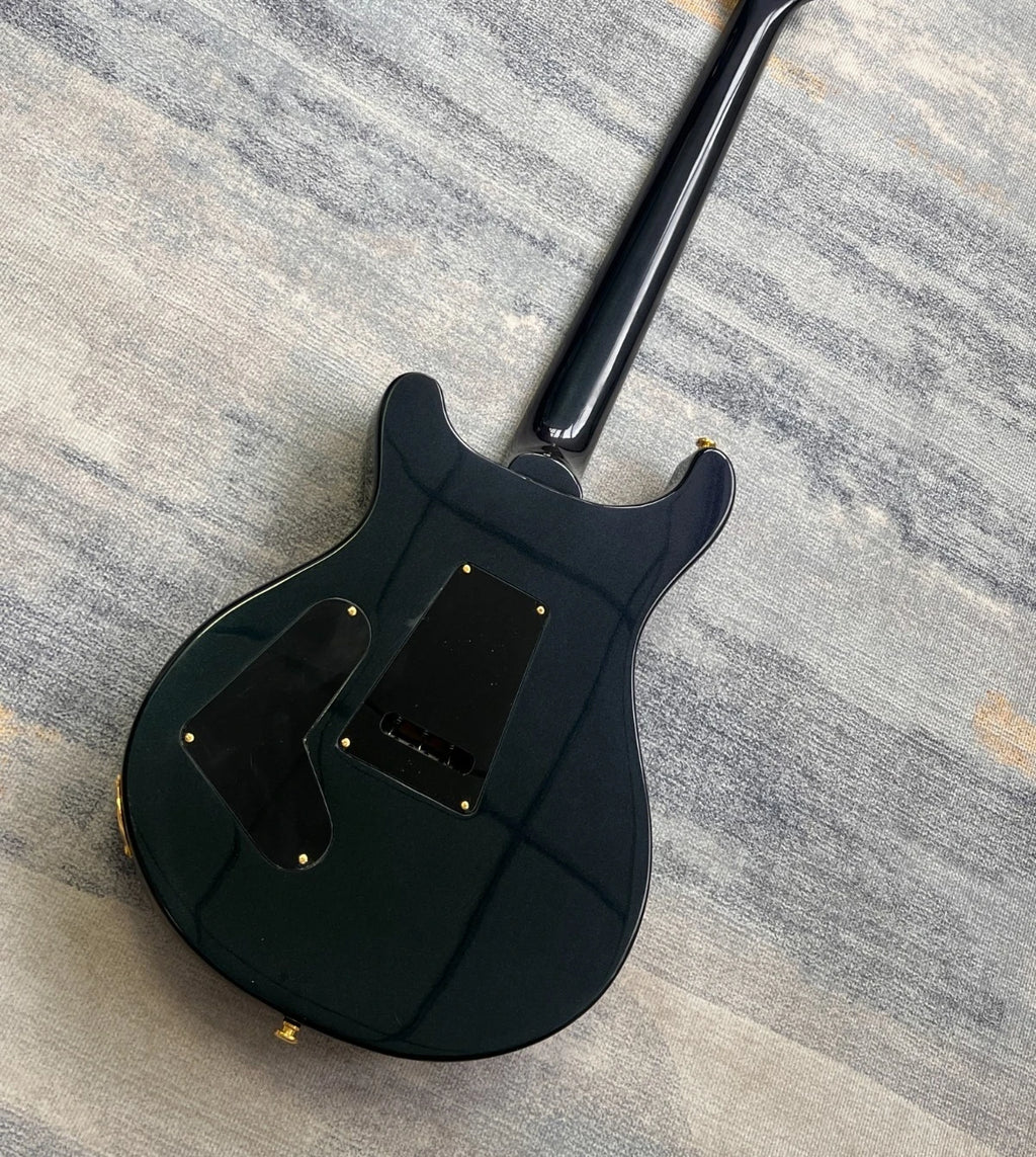 Guitarra negra personalizada con incrustaciones de abulón y herrajes dorados, trémolo HH, modelo 2026, nueva, 842