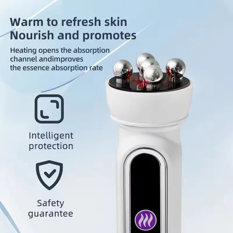 3 en 1 RF Calefacción EMS Facial 360 °   Masajeador de rodillos para levantamiento de líneas FIne, rejuvenecimiento de la piel, máquina de belleza de microcorriente firme