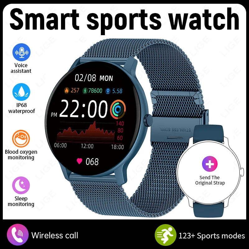 LIGE Nuevo Reloj Inteligente para Mujer Llamada Bluetooth Pronóstico del Tiempo en Tiempo Real Relojes Deportivos para Mujer Reloj Inteligente para Hombre y Mujer para Android iOS