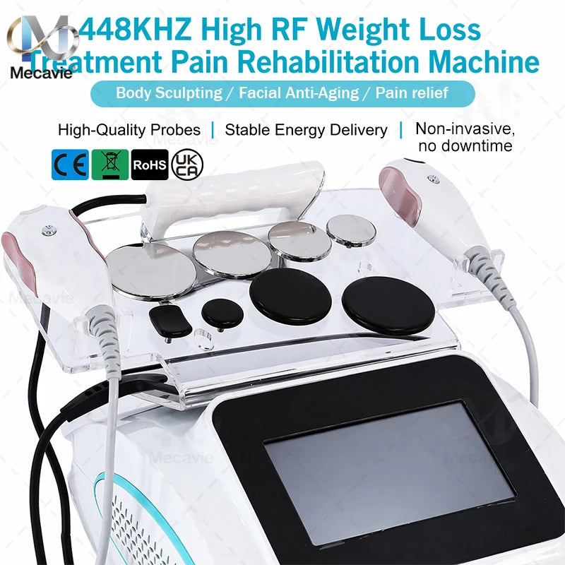 Máquina de Radiofrecuencia Tecar 448KHz 2026 con 4 Sondas, Alivio del Dolor, Relajación Muscular, Lifting Facial, Adelgazamiento Corporal, Dispositivo Multifuncional para Hogar y Salón