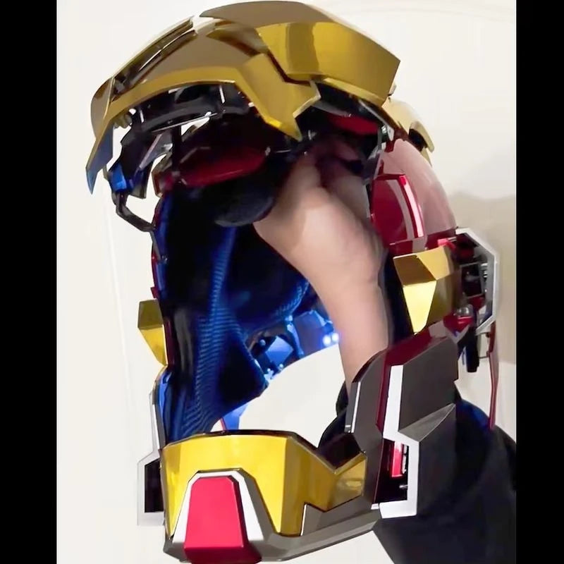 Casco de Iron Man Mk17, Juguete Eléctrico con Control por Voz de Jarvis, Apertura y Cierre Automático, Máscara Coleccionable, Regalo