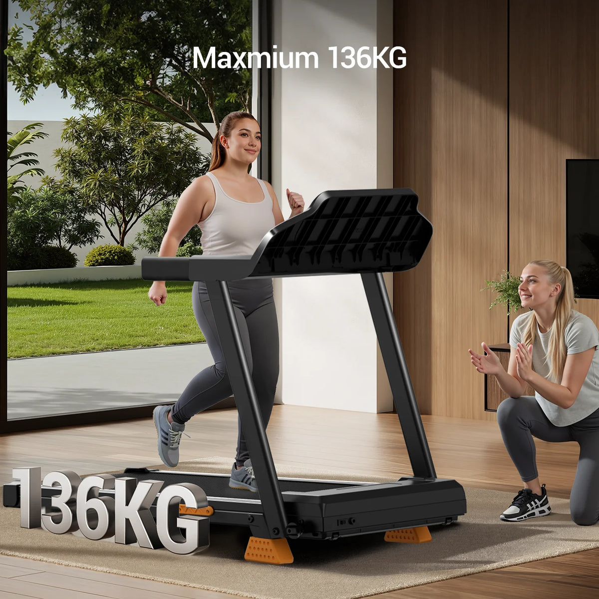 Caminadora Plegable ROBORE SF20 con Inclinación del 15%, Velocidad de 12 km/h, Carga Máxima de 136 kg, Motor Silencioso sin Escobillas de 3.0 HP, Cinta de Correr de 97×40 cm
