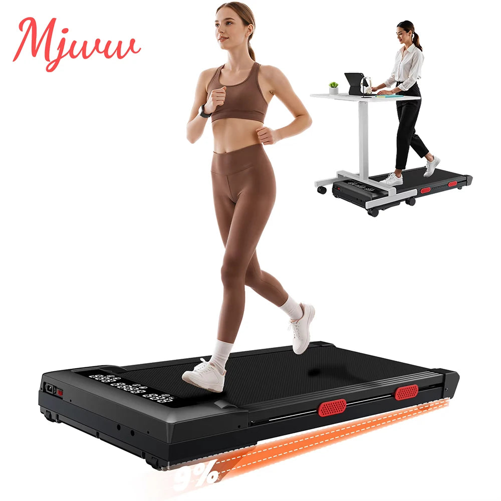 Caminadora Plegable MJWW con Inclinación del 9%, Velocidad de 3.8 mph/6 km/h, Pantalla LCD, Monitoreo por Aplicación, Motor de 3.0 HP, Máquina de Ejercicio para el Hogar