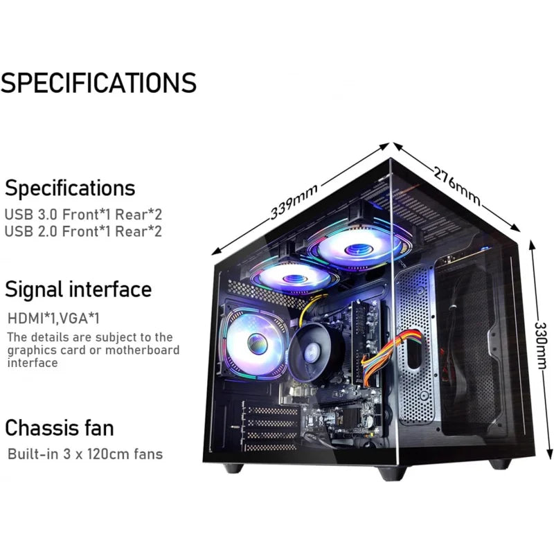 PC para juegos |   Ryzen5 5600GT |   SSD NVMe de 512 GB |   16 GB de RAM |   Torres Preconstruidas con WiFi 6, Computadora de Escritorio Negra