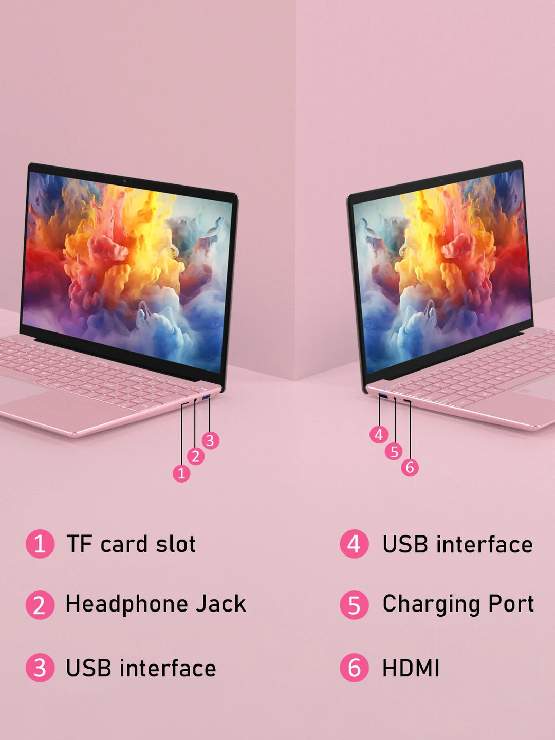 Portátil rosa de 15,6 pulgadas con pantalla FHD IPS, procesador Intel N150, 32 GB de memoria RAM DDR4, disco SSD de 1 TB, Windows 11 Pro, resolución 1920x1080, Wi-Fi de doble banda, Bluetooth 5.0: portátil, ordenador p