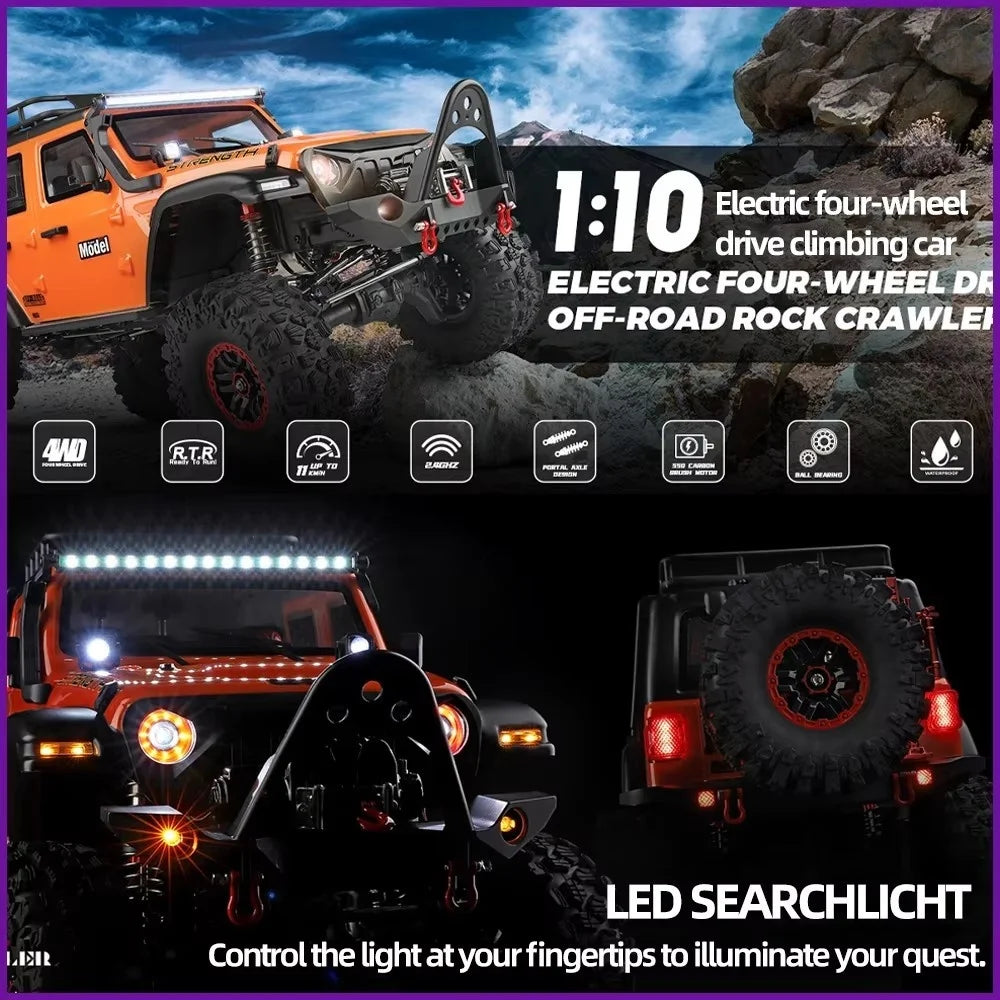 Coche RC Profesional Grande de 57CM 1/10, 4WD Todoterreno para Escalada, 2.4G con Receptor Independiente de 3 Canales, Vehículo de Carreras RC, Juguete de Regalo