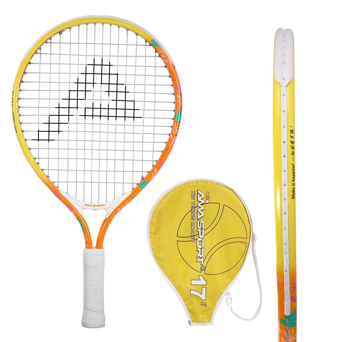 Raquetas de tenis AMASPORT para niños pequeños de 17 pulgadas con bolsa de cubierta para raqueta de tenis para niñas y niños