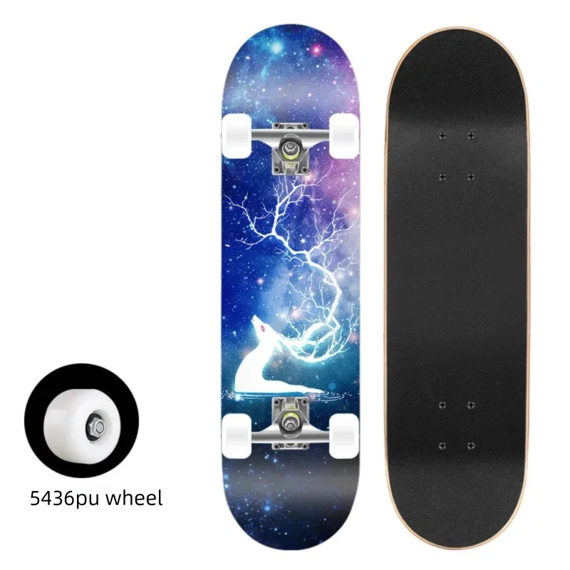 Patineta Completa para Trucos de Doble Patada, Madera de Arce, 4 Ruedas, Impresión por Transferencia de Calor, para Principiantes, Adultos y Niños