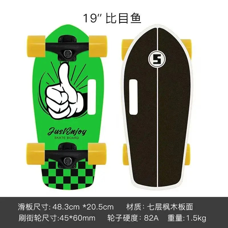 Mini monopatín portátil de 19 pulgadas, monopatín completo de arce, tabla de patín Drift Cruiser de alta velocidad para niños, adultos, principiantes, perro mascota