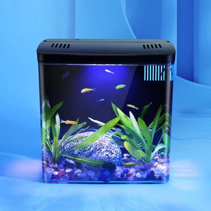 Acuario para sala de estar, mini pecera para peces luchadores, tanque ecológico de sobremesa para el hogar, filtro trasero de autocirculación para peces dorados