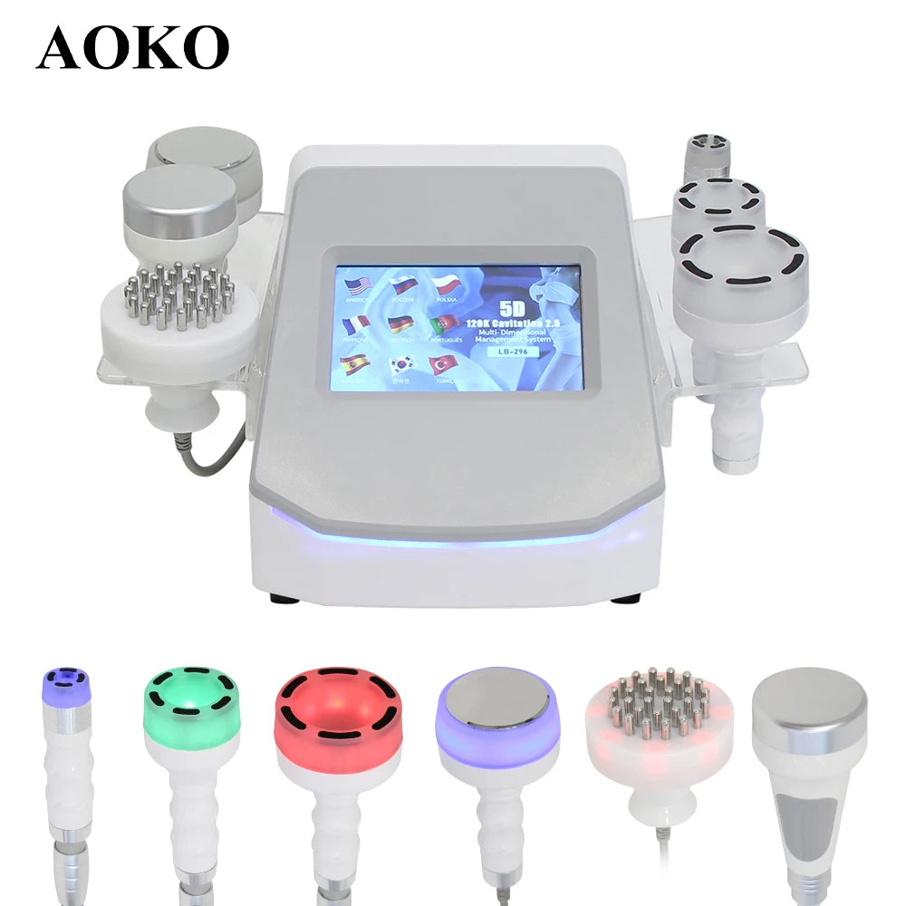 AOKO 120K vacío 5D cavitación ultrasónica quema grasa eliminación de celulitis cuerpo adelgazamiento forma masaje explosión máquina multifunción
