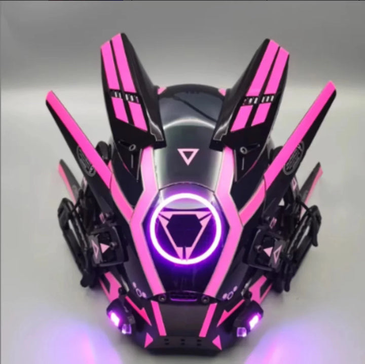 Máscara de casco nuevo Cyberpunk Samurai Robot Tech Shinobi especial Punk Techwear con luz Led máscara de Cosplay juguete niños regalo de Halloween ﻿