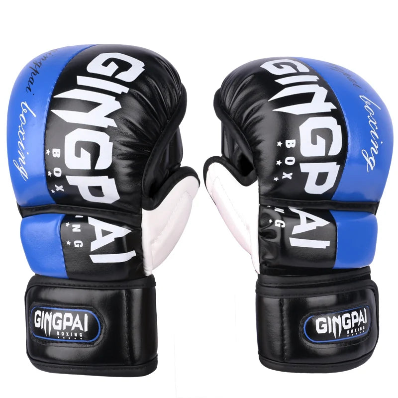 Guantes de boxeo profesionales MMA de medio dedo, guantes de entrenamiento de artes marciales mixtas de lucha libre Sanda engrosados