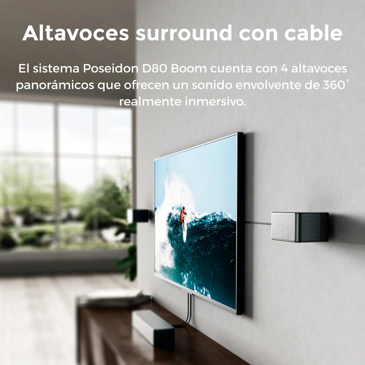 Barra de Sonido ULTIMEA Poseidon D80 Boom 7.1ch 500W Dolby Atmos, Subwoofer Inalámbrico y 4 Altavoces Surround, Cine en Casa, Control por Aplicación