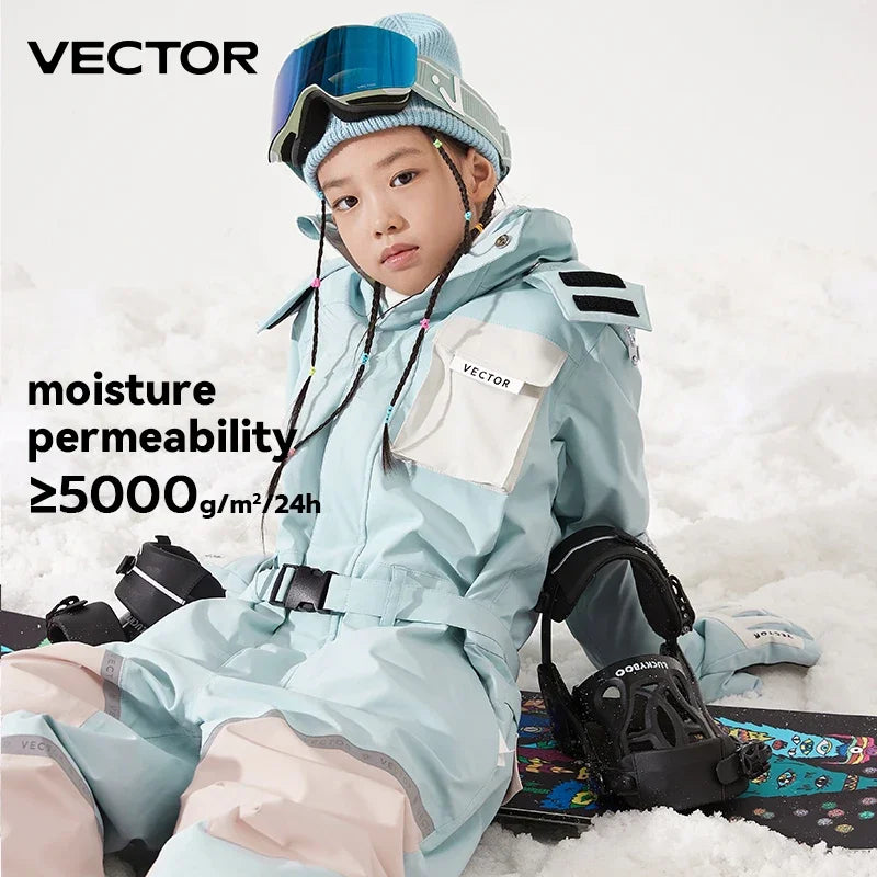VECTOR Mono de Nieve para Niños, Cálido y Grueso para Invierno, con Capucha, Impermeable, Mono de Esquí, Ropa de Snowboard, Chaqueta de Snowboard para Deportes al Aire Libre