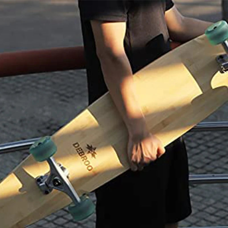 Patineta Longboard Flexible de 42 Pulgadas con Tabla de Bambú y Madera Dura de Arce, Estilo Kick Tail Cruiser