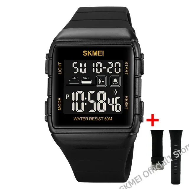 Reloj digital militar para hombre SKMEI 1960, deportivo, con calendario, cuenta regresiva, resistente al agua, a prueba de golpes, reloj de pulsera para hombre 1560