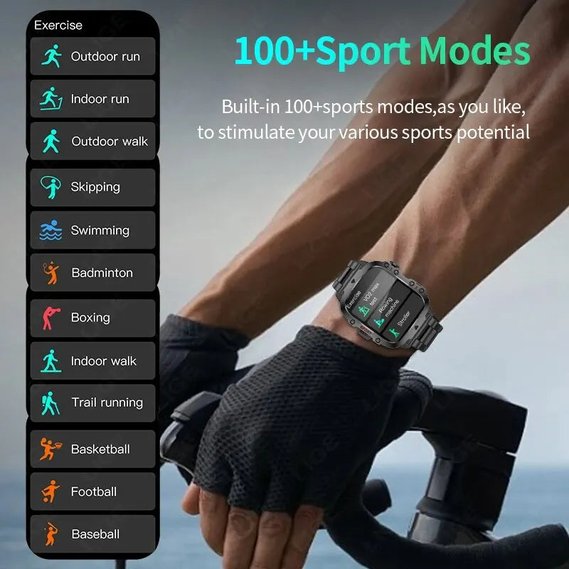 LIGE Nuevo Reloj Inteligente Pantalla de 1.96 Pulgadas 420 mAh Llamada Bluetooth Asistente de Voz Reloj Deportivo Fitness Reloj Inteligente Impermeable para Hombre